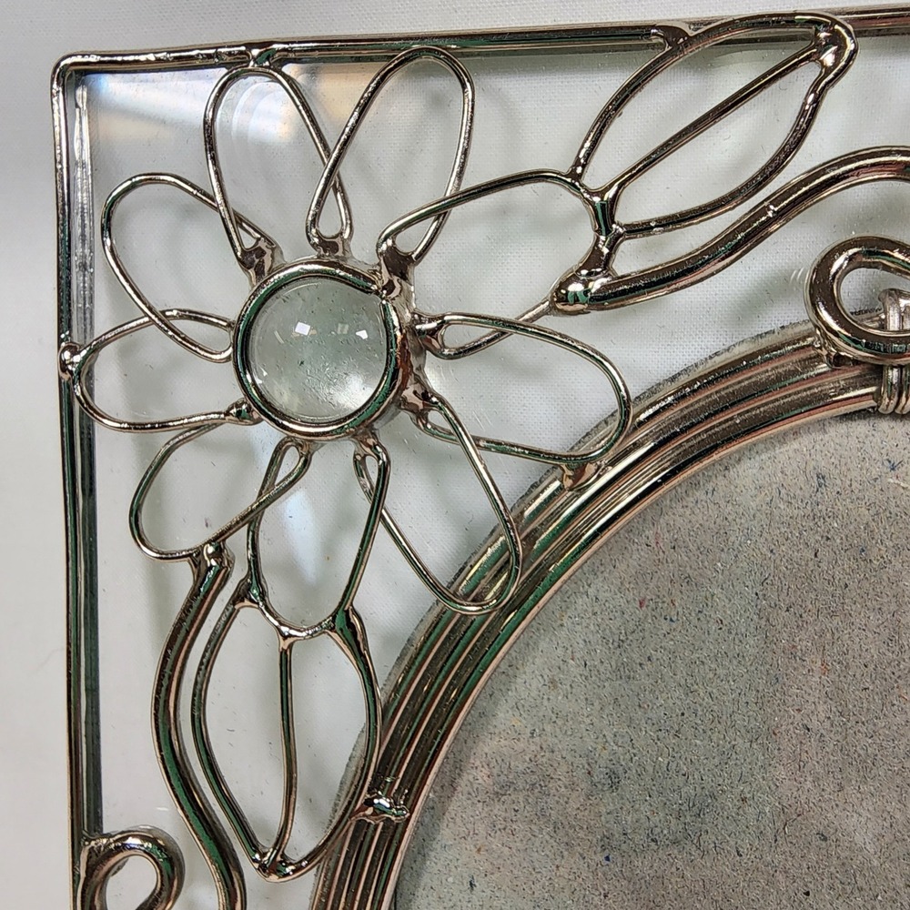 Ornate Metal Wire Picture Frame Silver Tone Floral Design Rectangle & Oval Shape - Picture 4 of 8